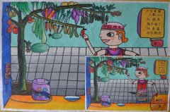 图为泸定县泸定桥小学尹浩仪同学的作品《嫡的厨房》